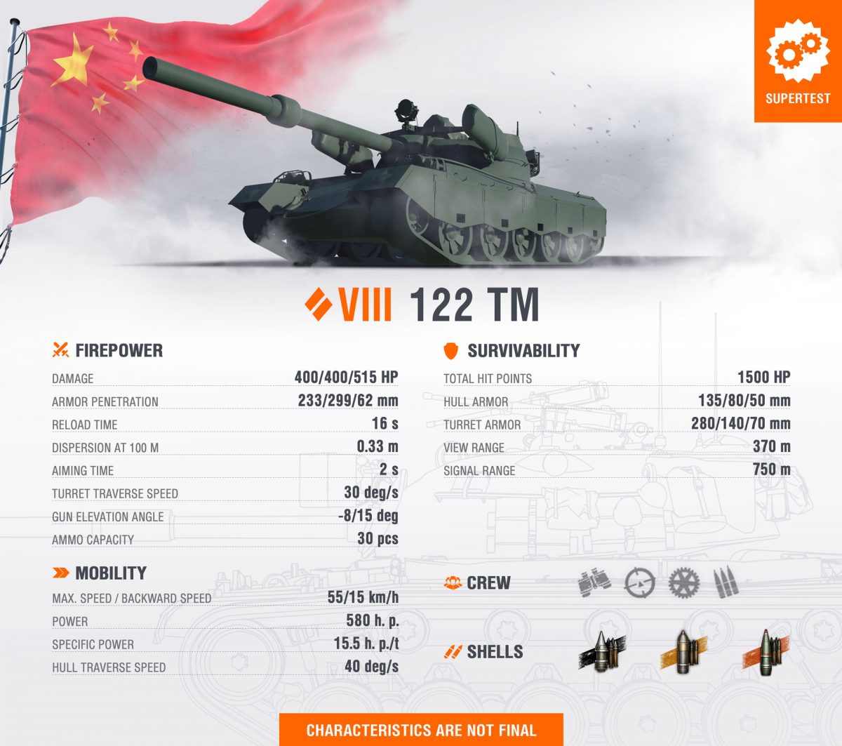 World Of Tanks Supertest: 122 TM Tier VIII Premium Tank