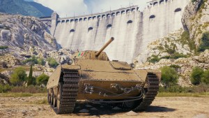 In-game screenshot of the tier 3 Italian light tank, M16/43 Carro Celere Sahariano