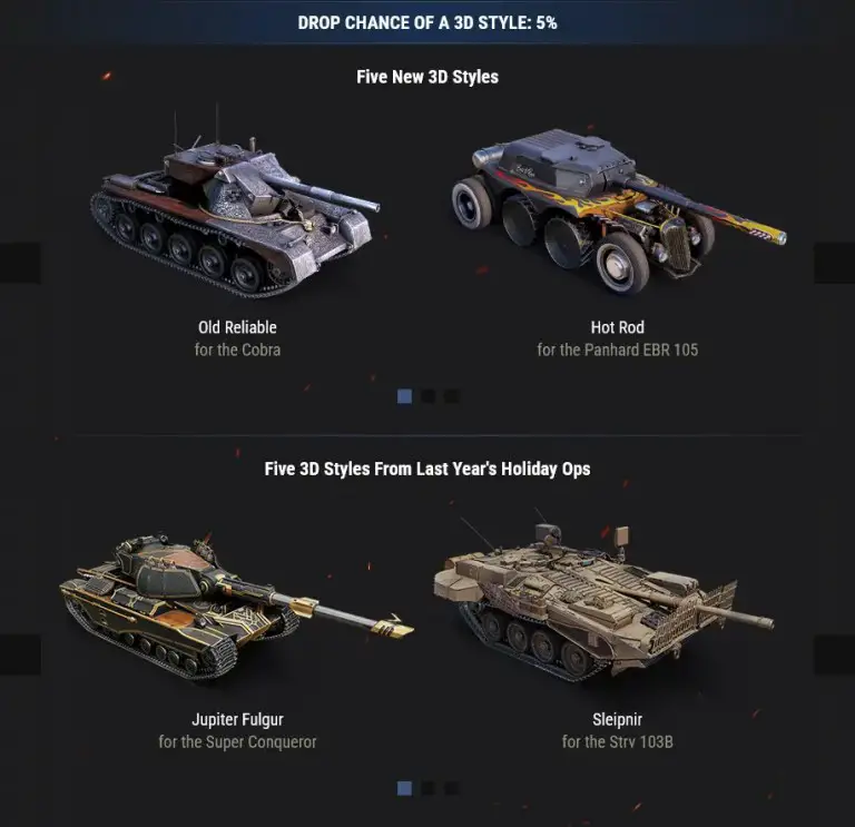 World of Tanks Holiday Ops 2024 Large Boxes New Premiums, 3D Styles